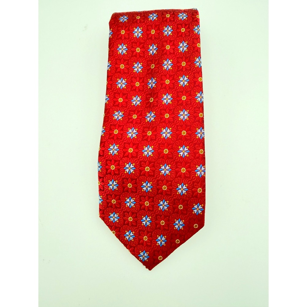 Jos. A. Bank Signature Collection Red Floral Medallion Silk Necktie 60 Inch